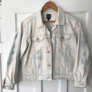 Reverse Bleached Tie Dye Gap Icon Women's Denim Jacket NWOT